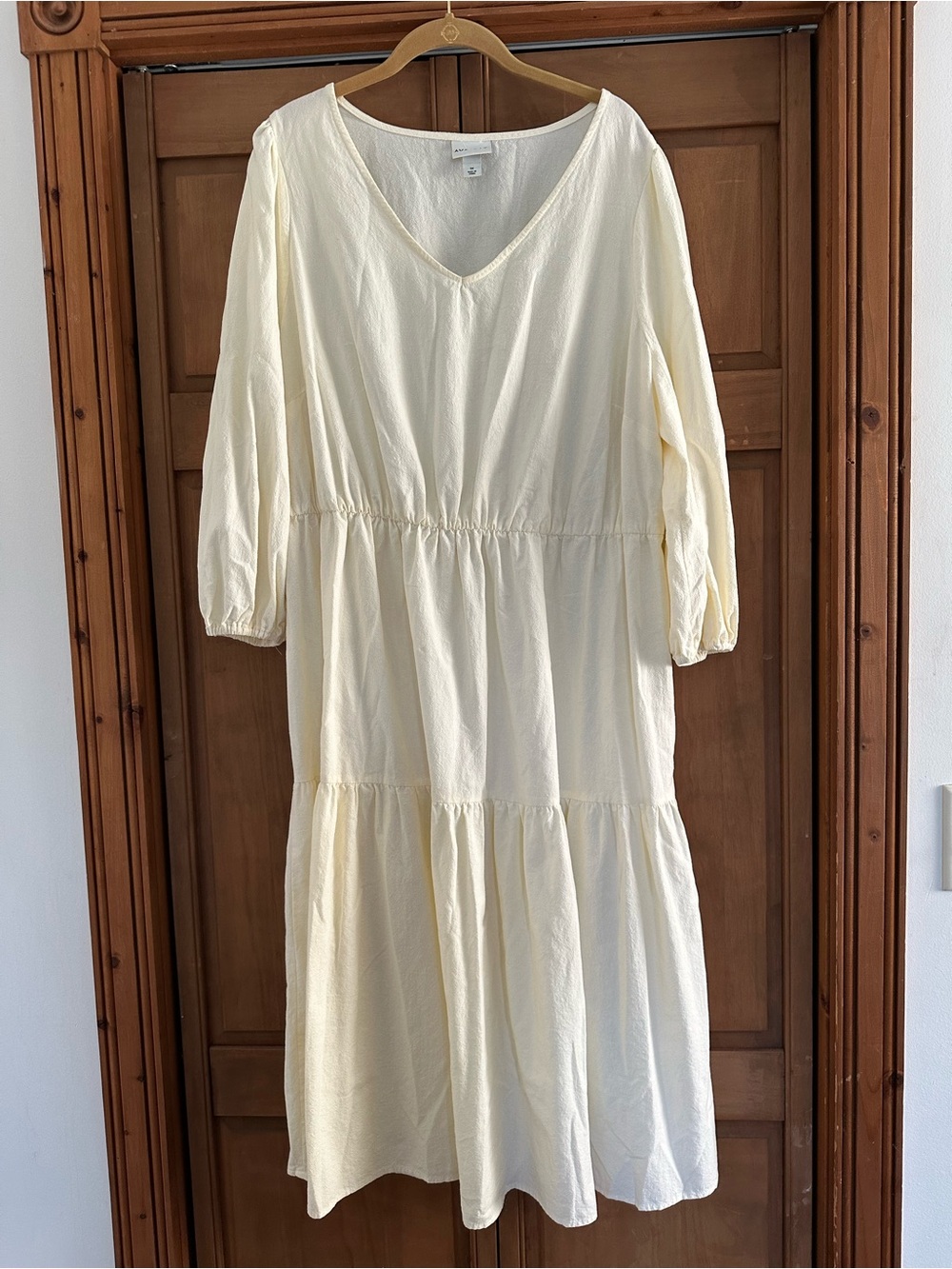 Ava & Viv Cream V-Neck Tiered Maxi Dress